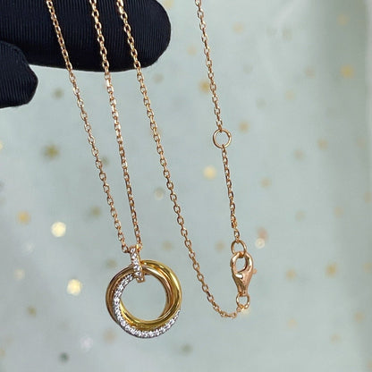 [⭐Corinne]TRINITY NECKLACE SILVER GOLD PINK GOLD DIAMONDS