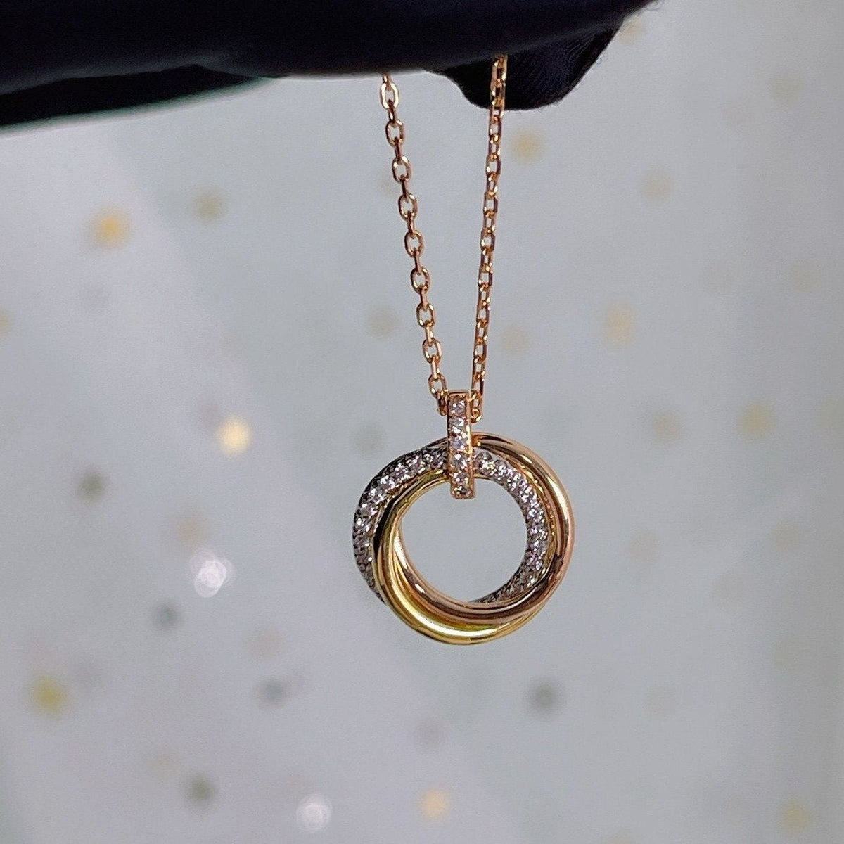 [⭐Corinne]TRINITY NECKLACE SILVER GOLD PINK GOLD DIAMONDS
