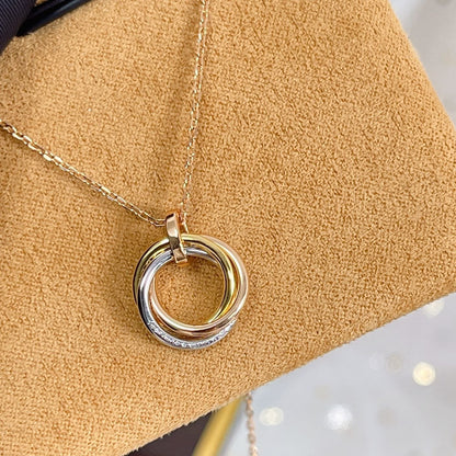 [⭐Corinne]TRINITY NECKLACE SILVER GOLD PINK GOLD DIAMONDS
