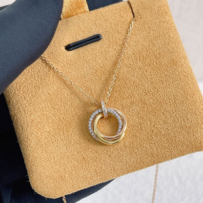 [⭐Corinne]TRINITY NECKLACE SILVER GOLD PINK GOLD DIAMONDS