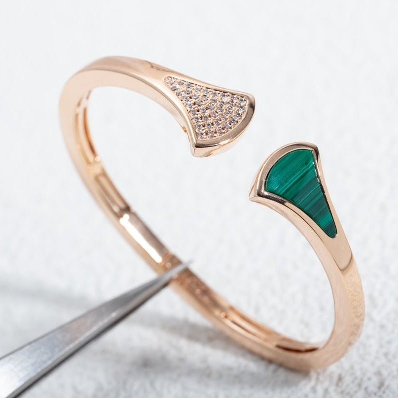 [⭐Corinne]DREAM BRACELET OPEN MALACHITE PINK GOLD
