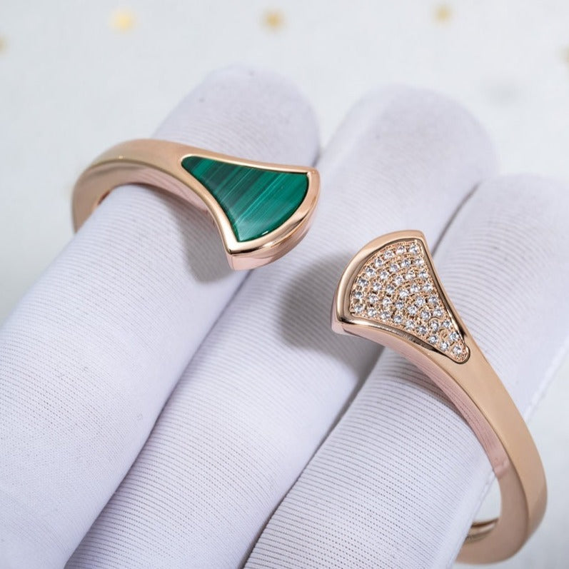 [⭐Corinne]DREAM BRACELET OPEN MALACHITE PINK GOLD
