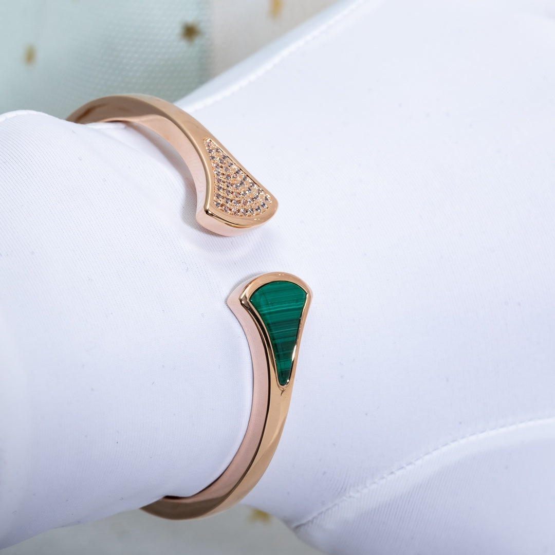 [⭐Corinne]DREAM BRACELET OPEN MALACHITE PINK GOLD