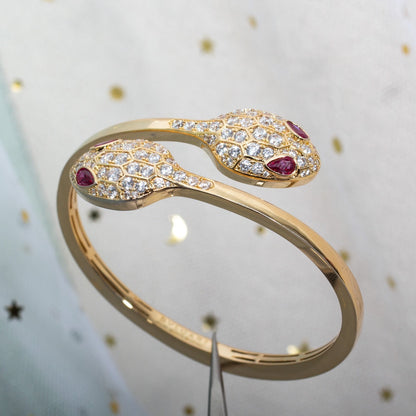 [⭐Corinne]SERPENTI BRACELET PINK GOLD DIAMOND DOUBLE SNAKE