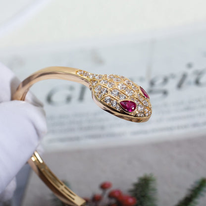 [⭐Corinne]SERPENTI BRACELET PINK GOLD DIAMOND DOUBLE SNAKE