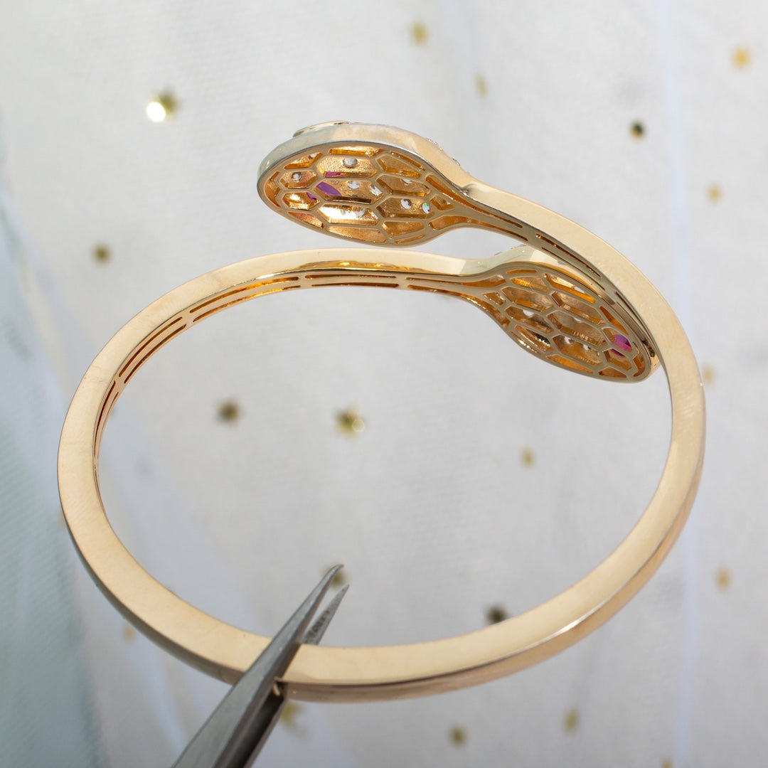 [⭐Corinne]SERPENTI BRACELET PINK GOLD DIAMOND DOUBLE SNAKE