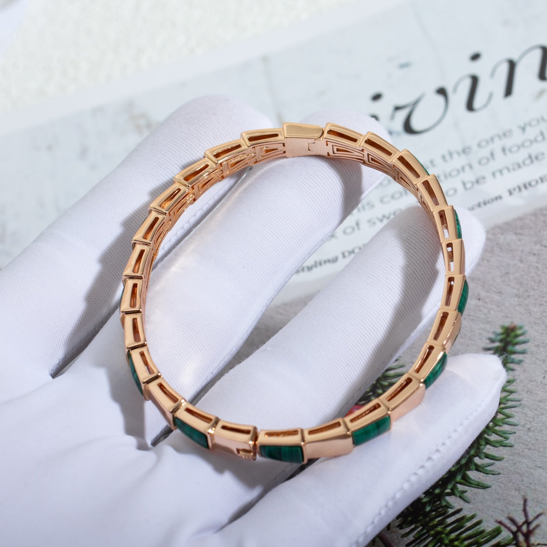 [⭐Corinne]SERPENTI BRACELET PINK GOLD MALACHITE
