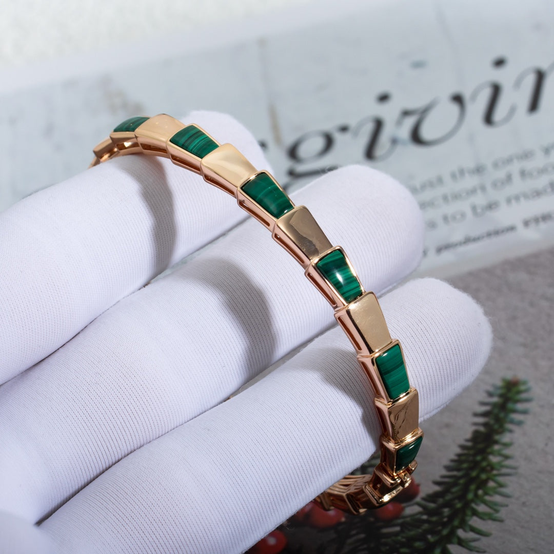 [⭐Corinne]SERPENTI BRACELET PINK GOLD MALACHITE
