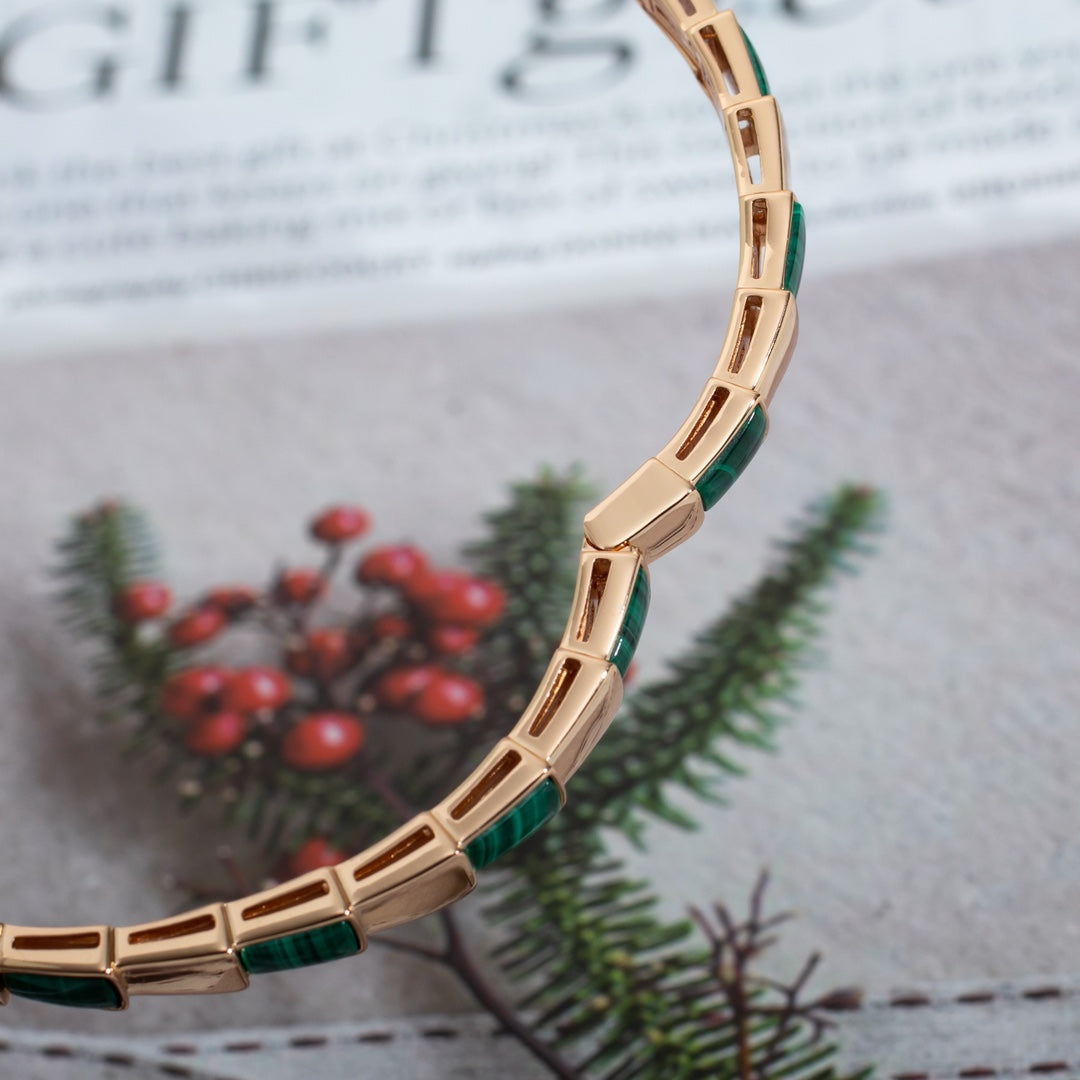 [⭐Corinne]SERPENTI BRACELET PINK GOLD MALACHITE
