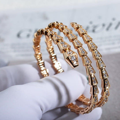 [⭐Corinne]SERPENTI BRACELET PINK GOLD DIAMOND DOUBLE ROW