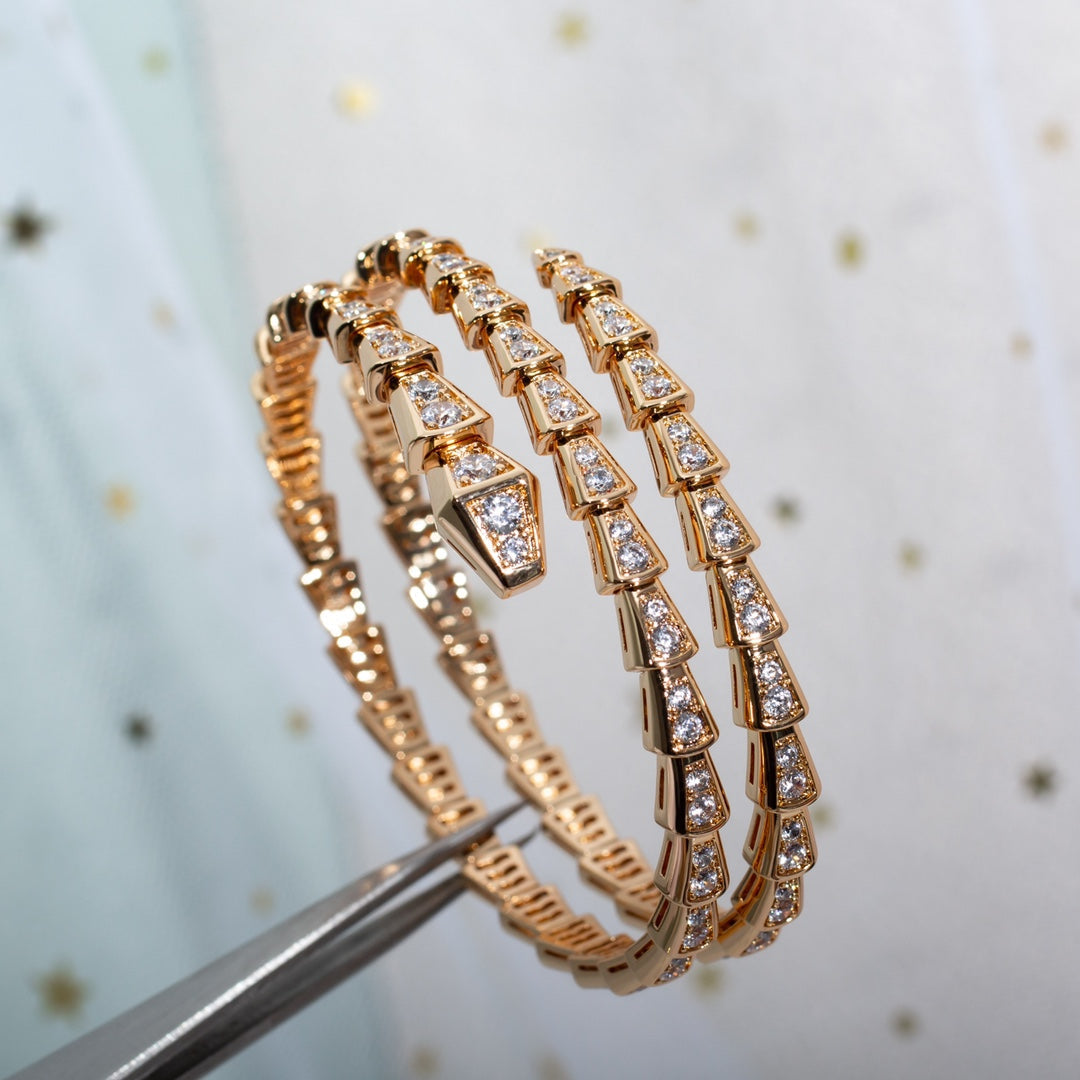 [⭐Corinne]SERPENTI BRACELET PINK GOLD DIAMOND DOUBLE ROW