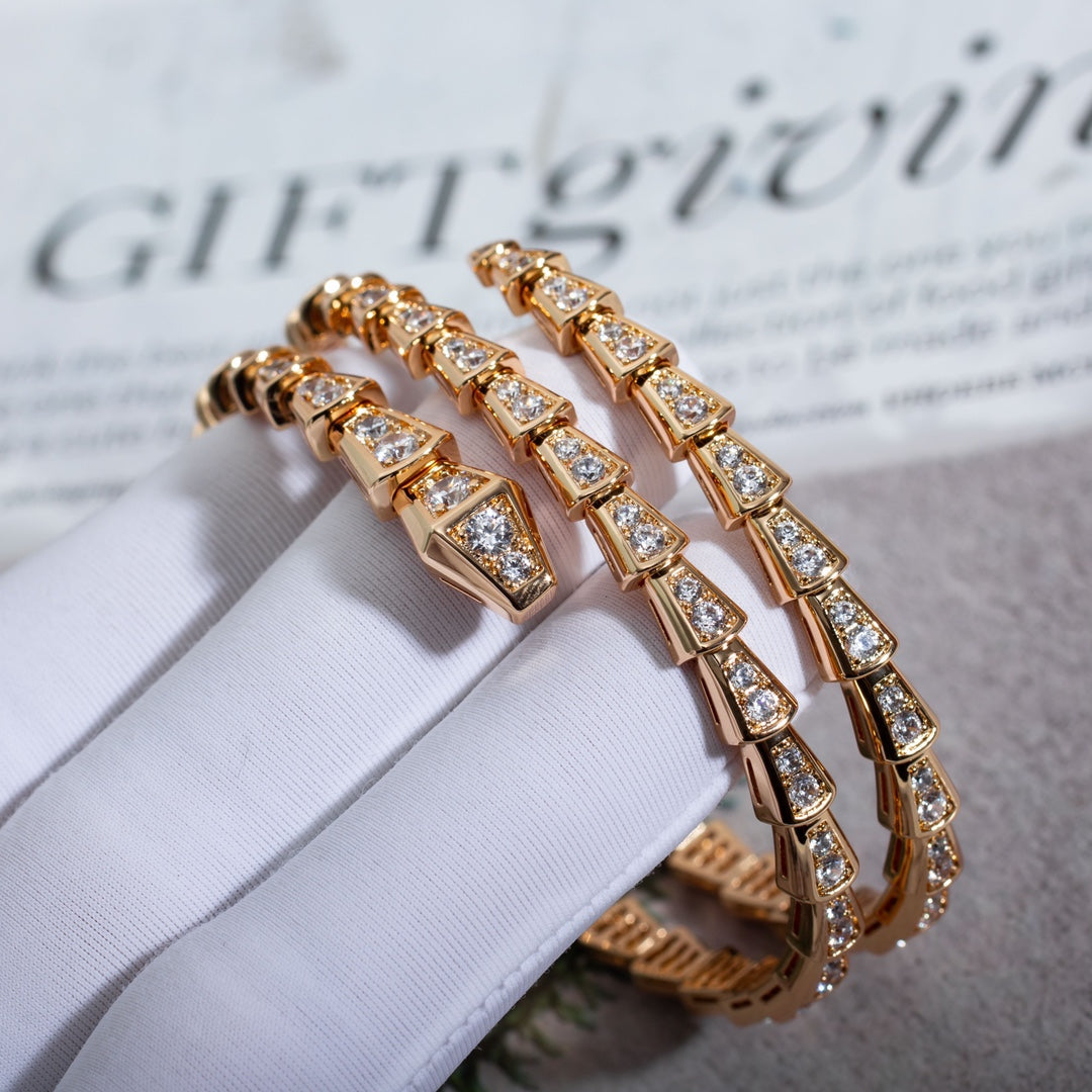 [⭐Corinne]SERPENTI BRACELET PINK GOLD DIAMOND DOUBLE ROW