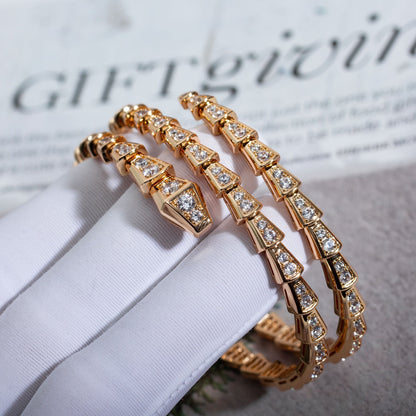 [⭐Corinne]SERPENTI BRACELET PINK GOLD DIAMOND DOUBLE ROW