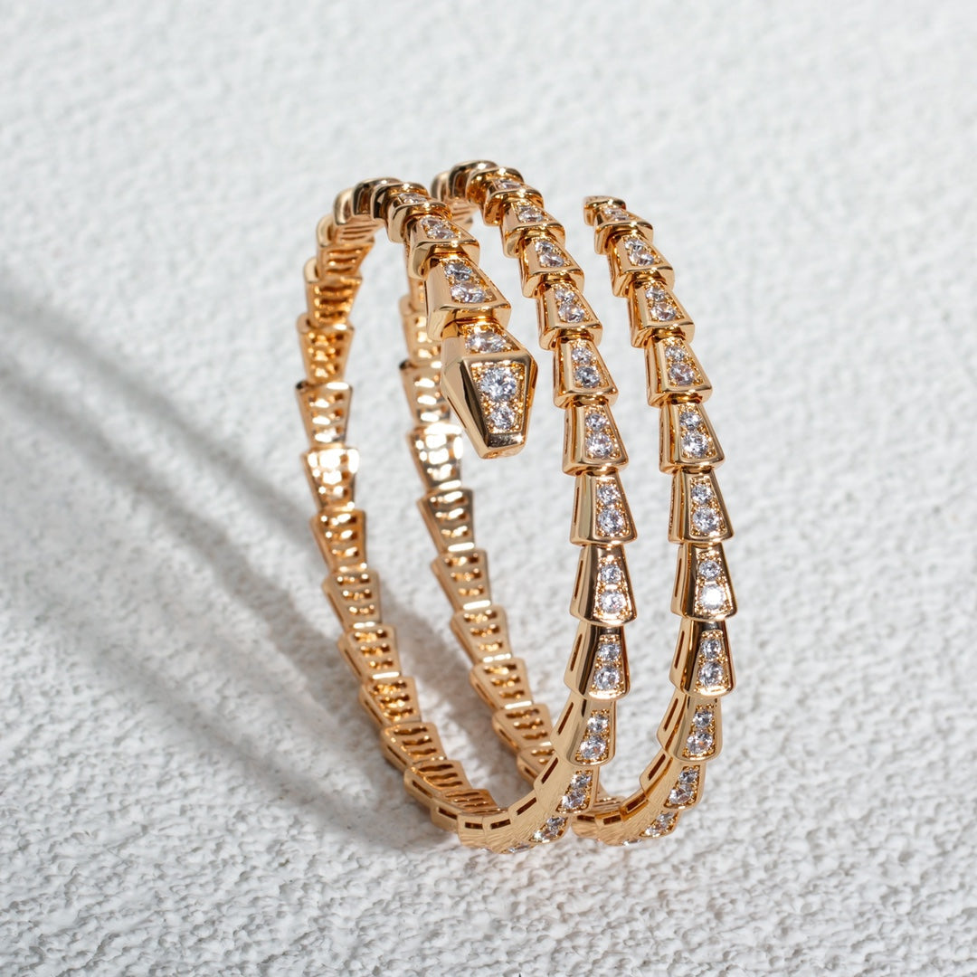 [⭐Corinne]SERPENTI BRACELET PINK GOLD DIAMOND DOUBLE ROW