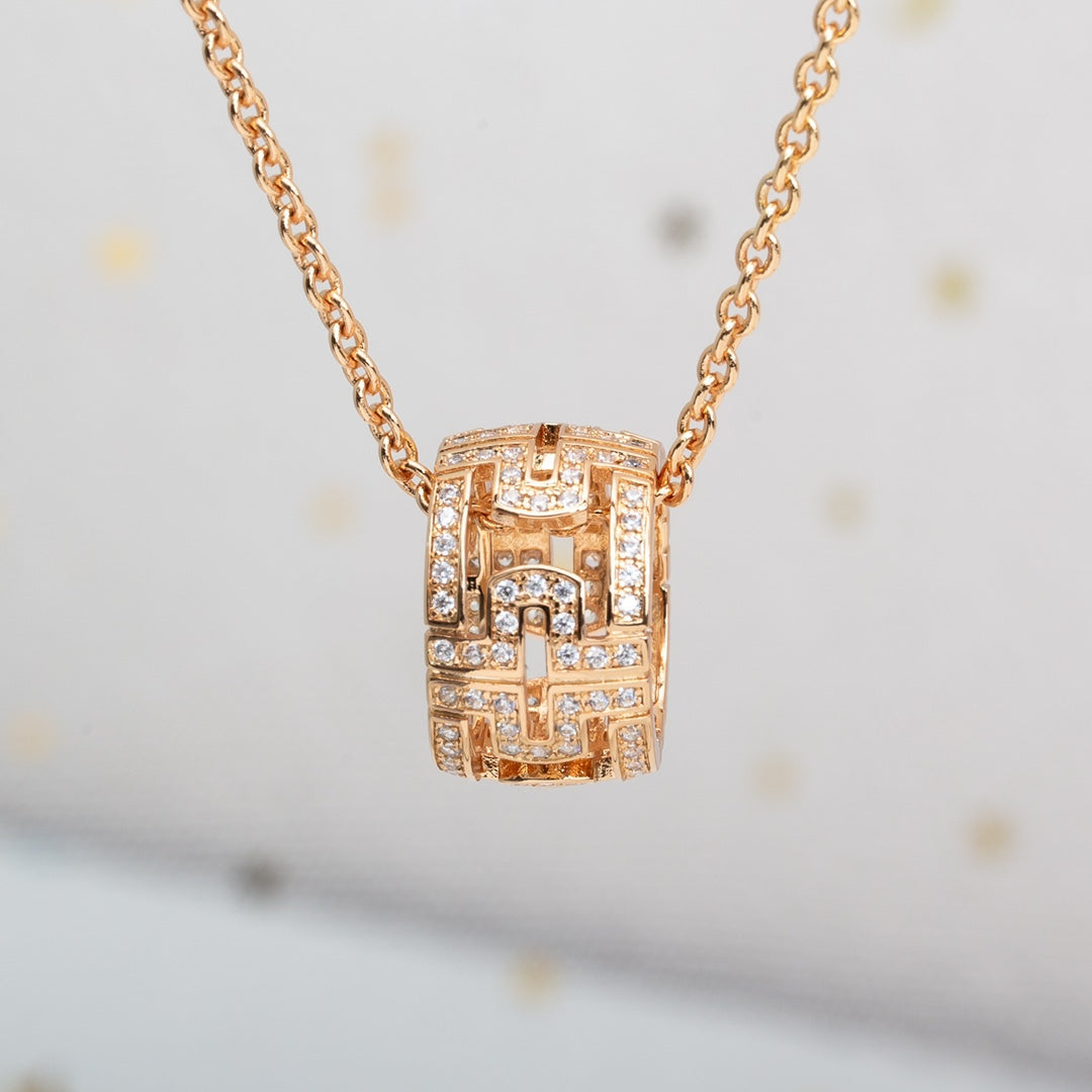 [⭐Corinne]PARENTESI NECKLACE PINK GOLD DIAMOND