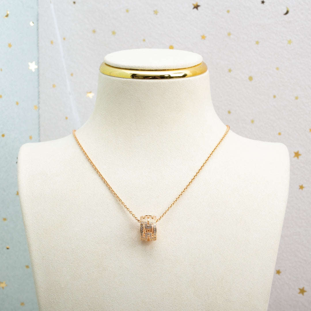 [⭐Corinne]PARENTESI NECKLACE PINK GOLD DIAMOND
