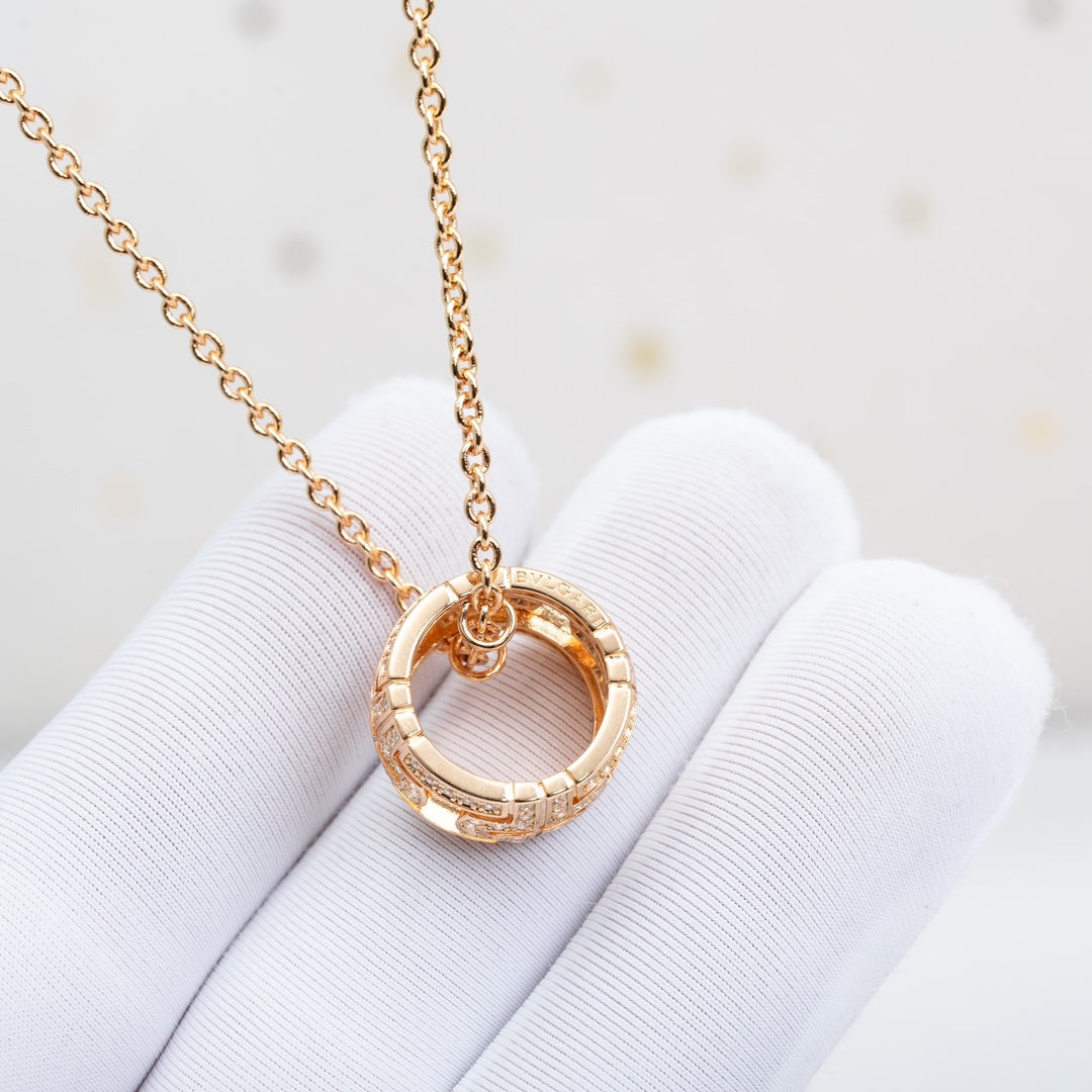 [⭐Corinne]PARENTESI NECKLACE PINK GOLD DIAMOND