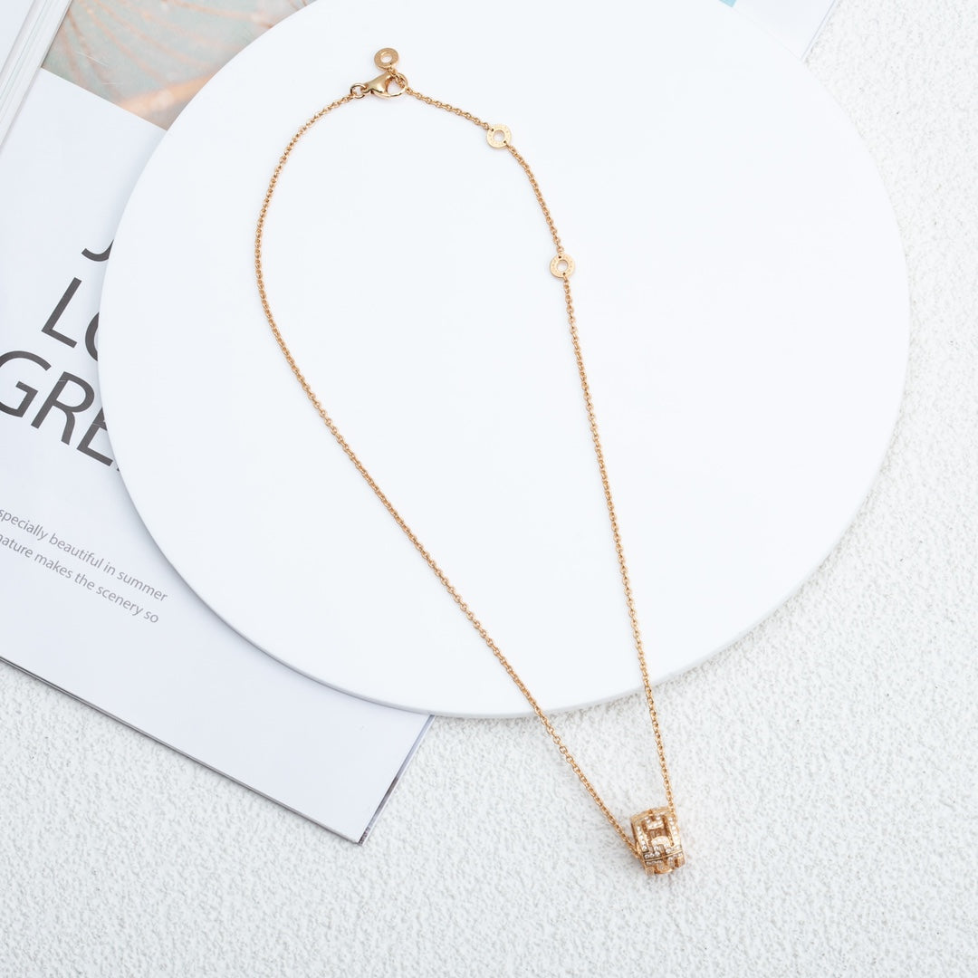 [⭐Corinne]PARENTESI NECKLACE PINK GOLD DIAMOND