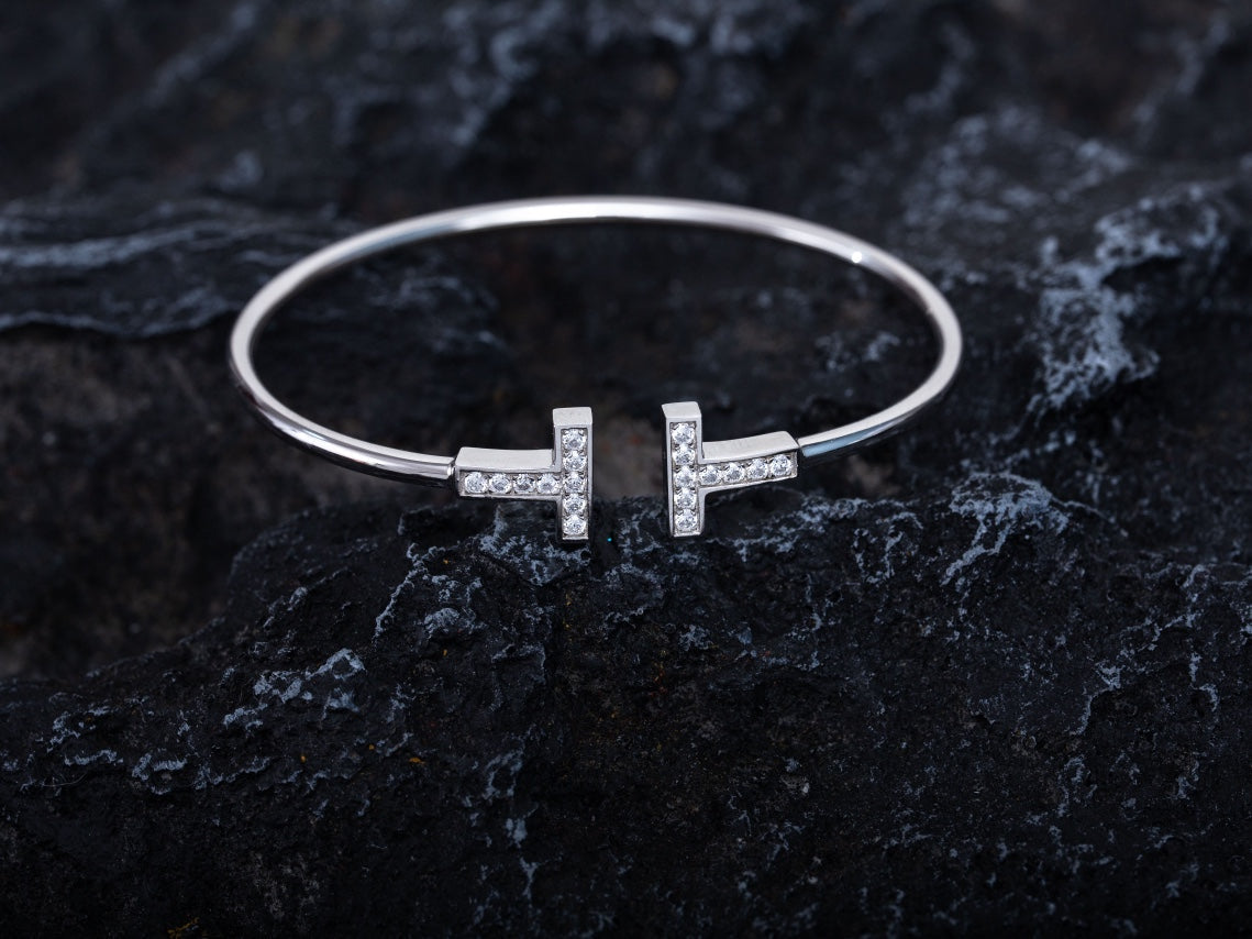[Corinne]T BRACELET 1.8MM DIAMOND SILVER
