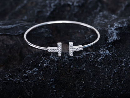 [Corinne]T BRACELET 1.8MM DIAMOND SILVER