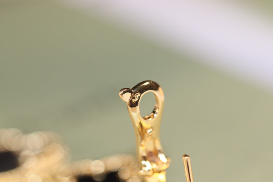 [⭐Corinne]CLOVER EARRINGS GOLD ONYX MOP 3 MOTIF