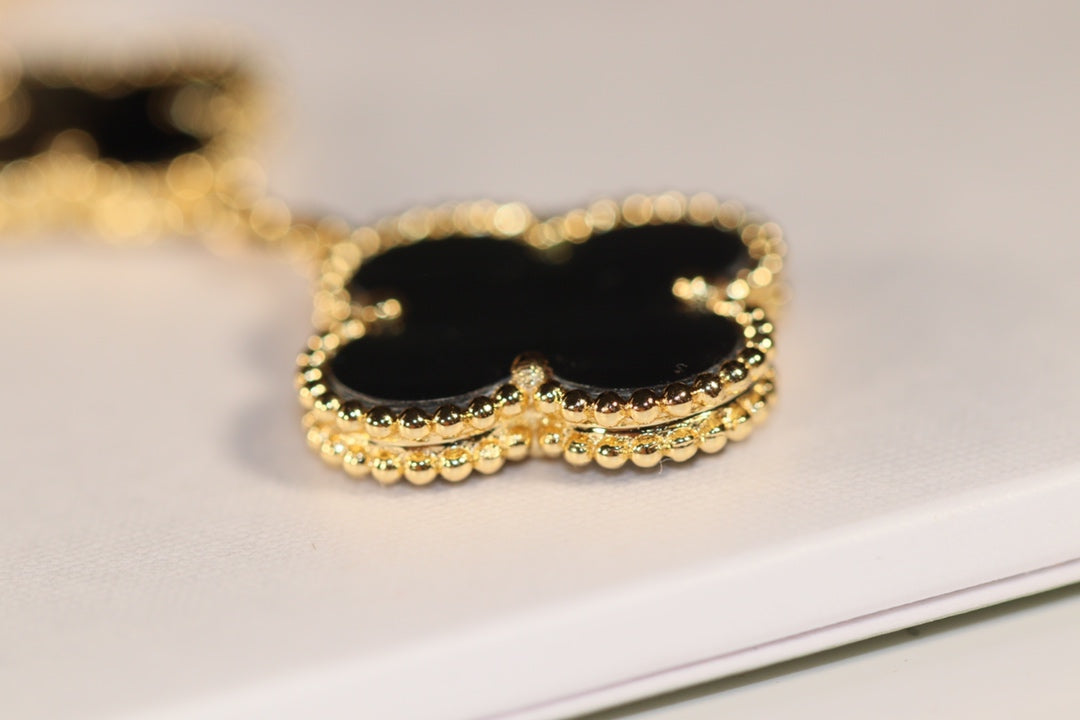 [⭐Corinne]CLOVER EARRINGS GOLD ONYX MOP 3 MOTIF
