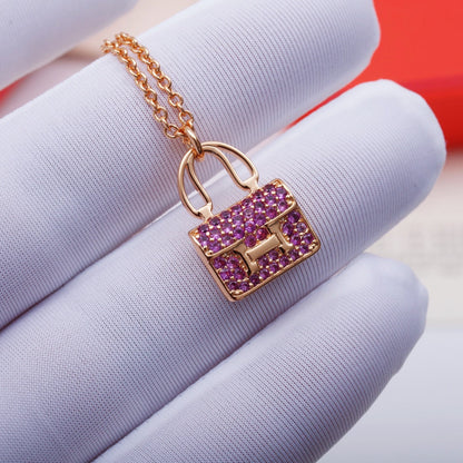 [⭐Corinne]CONSTANCE PEDANT PURPLE DIAMOND NECKLACE