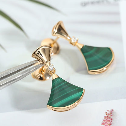 [⭐Corinne]DREAM MALACHITE PINK GOLD EARRINGS