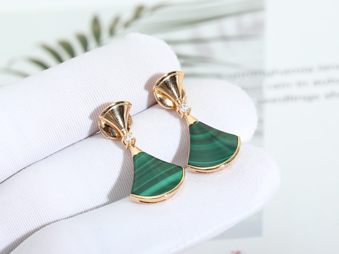 [⭐Corinne]DREAM MALACHITE PINK GOLD EARRINGS