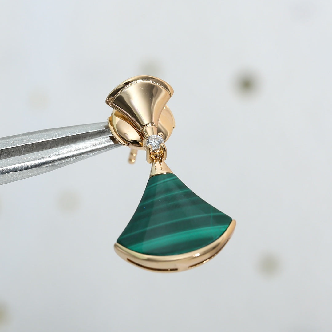 [⭐Corinne]DREAM MALACHITE PINK GOLD EARRINGS