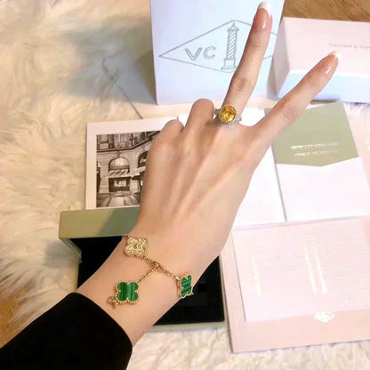 [⭐Corinne] CLOVER 5 MOTIF MALACHITE BRACELET COLLECTION