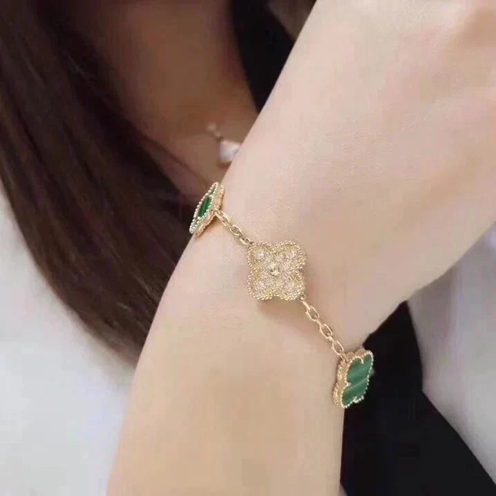 [⭐Corinne] CLOVER 5 MOTIF MALACHITE BRACELET COLLECTION