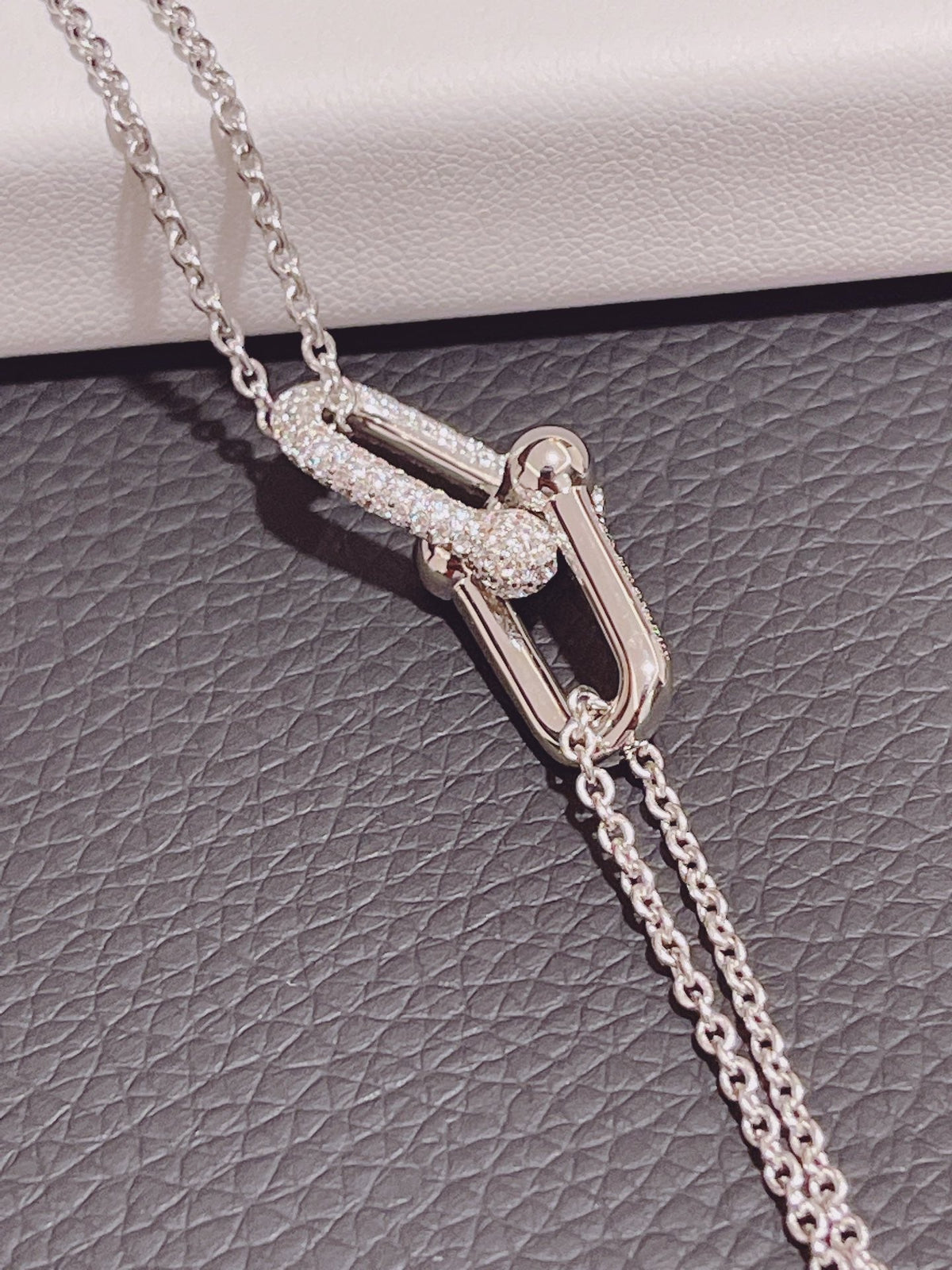[Corinne]HARDWEAR DOUBLE LINK PEDANT SILVER DIAMOND NECKLACE