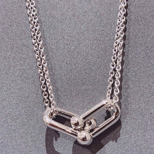 [Corinne]HARDWEAR DOUBLE LINK PEDANT SILVER NECKLACE