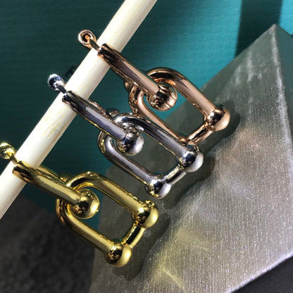 [Corinne]HARDWARE DROP EARRINGS DOUBLE LINK