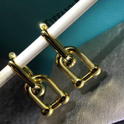[Corinne]HARDWARE DROP EARRINGS DOUBLE LINK