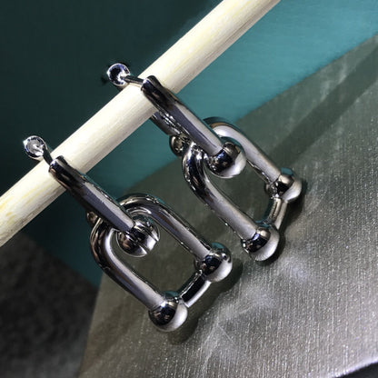 [Corinne]HARDWARE DROP EARRINGS DOUBLE LINK