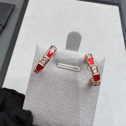 [⭐Corinne]SERPENTI CARNELIAN PINK GOLD EARRINGS