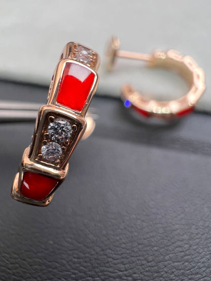 [⭐Corinne]SERPENTI CARNELIAN PINK GOLD EARRINGS