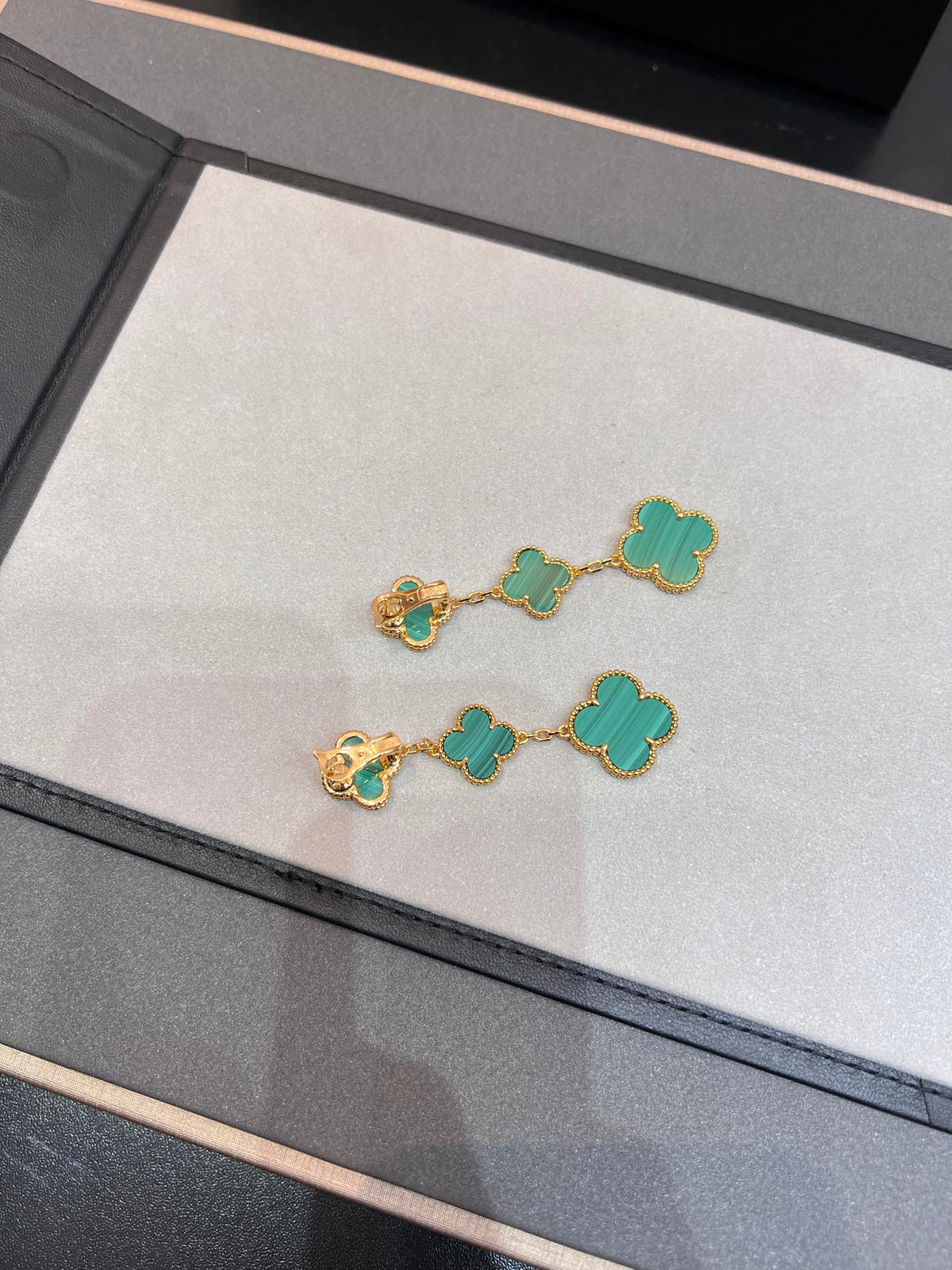 [⭐Corinne]CLOVER MALACHITE 3 MOTIFS GOLD