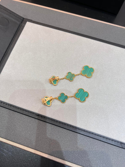 [⭐Corinne]CLOVER MALACHITE 3 MOTIFS GOLD
