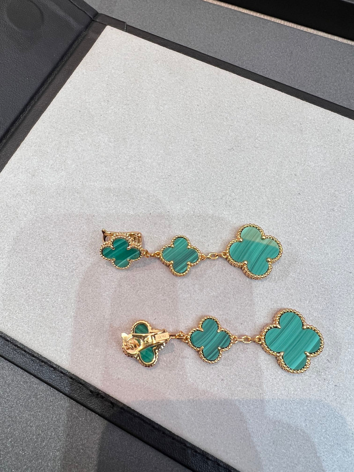 [⭐Corinne]CLOVER MALACHITE 3 MOTIFS GOLD
