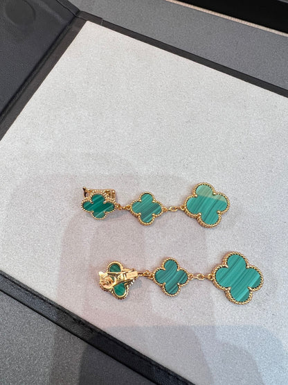 [⭐Corinne]CLOVER MALACHITE 3 MOTIFS GOLD