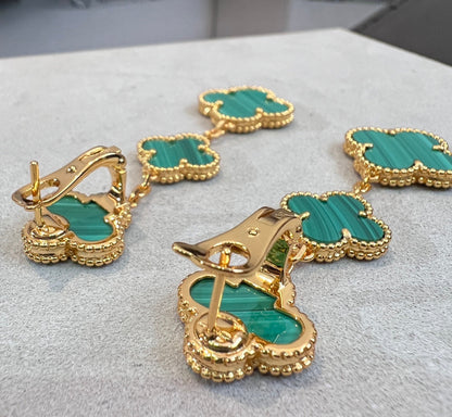 [⭐Corinne]CLOVER MALACHITE 3 MOTIFS GOLD