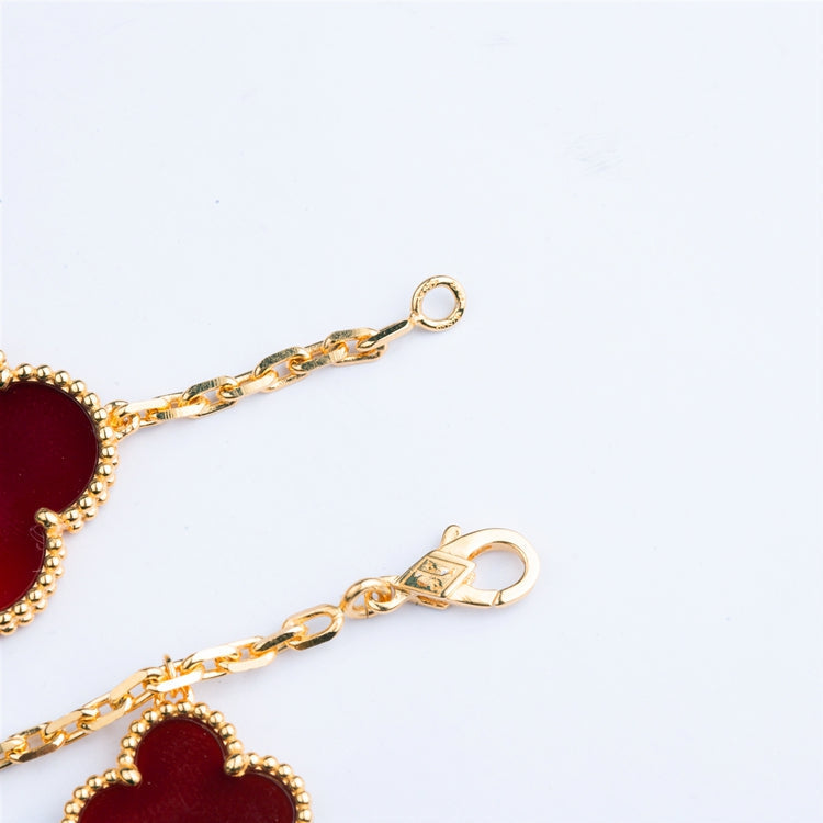 [⭐Corinne]CLOVER BRACELET 5 MOTIFS CARNELIAN TIGER EYE