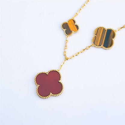 [⭐Corinne]CLOVER BRACELET 5 MOTIFS CARNELIAN TIGER EYE