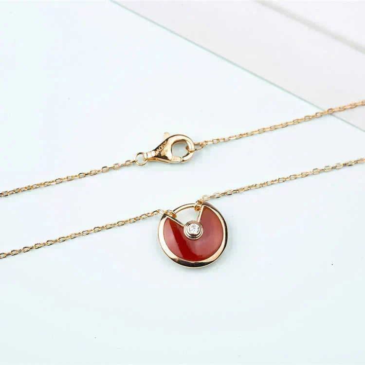 [⭐Corinne]AMULETTE GOLD CARNELIAN ONYX NECKLACE
