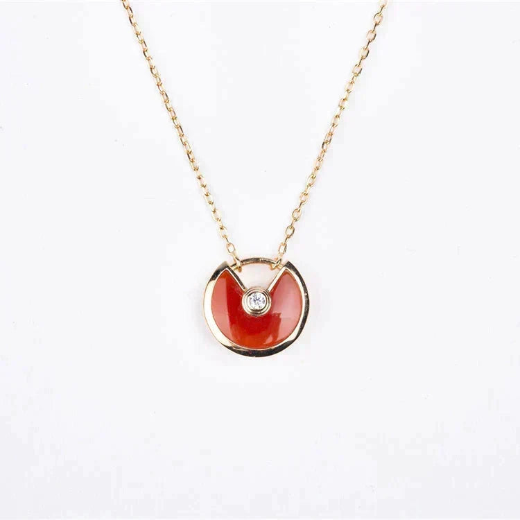 [⭐Corinne]AMULETTE GOLD CARNELIAN ONYX NECKLACE