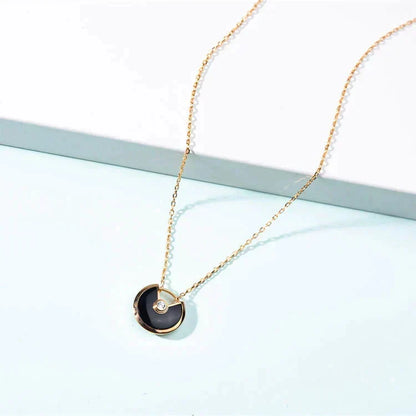 [⭐Corinne]AMULETTE GOLD CARNELIAN ONYX NECKLACE
