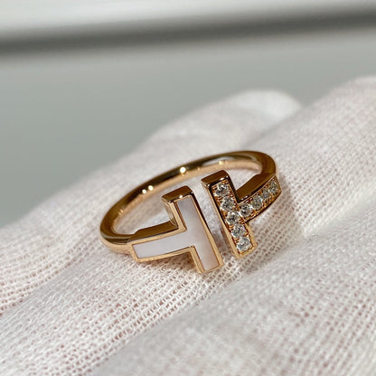 [Corinne]T WIRE MOP DIAMOND RING PINK GOLD